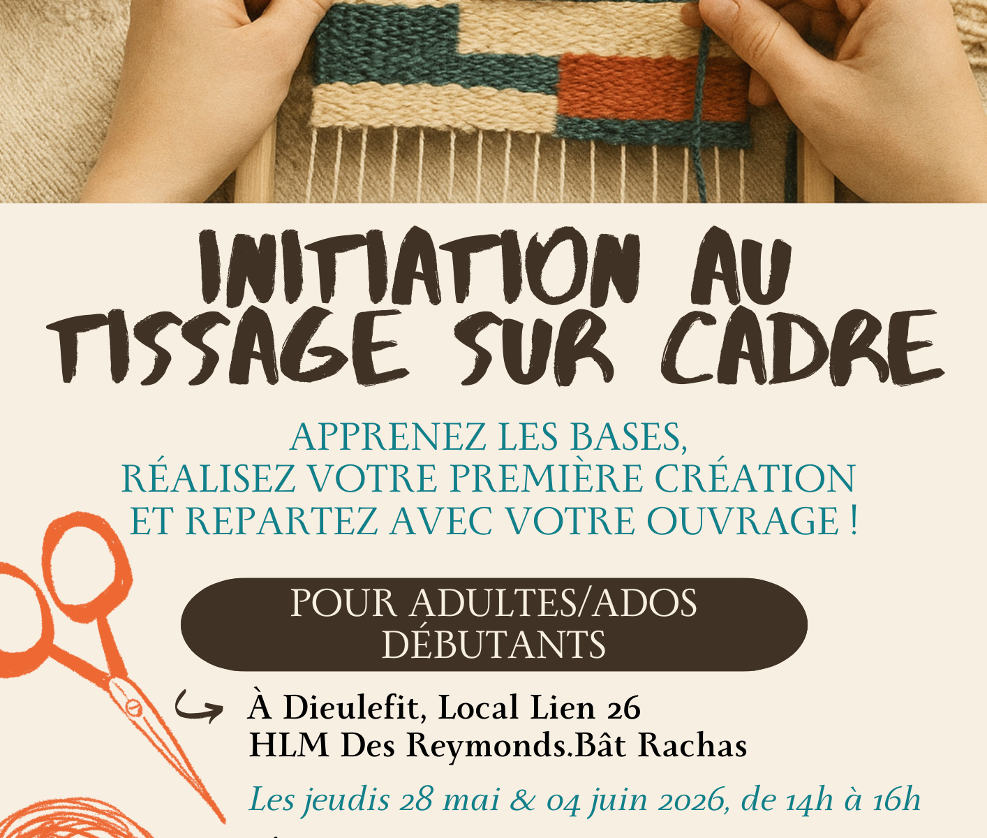 Atelier tissage sur cadre par le Lien 26